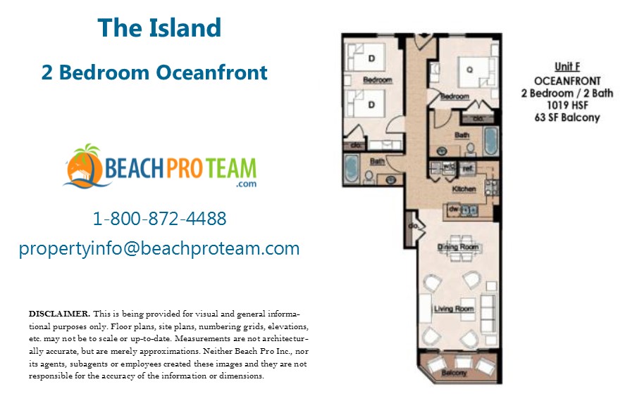 The Island Floor Plan F - 2 Bedroom Oceanfront